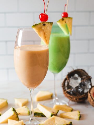 Green and peach color virgin pina colada