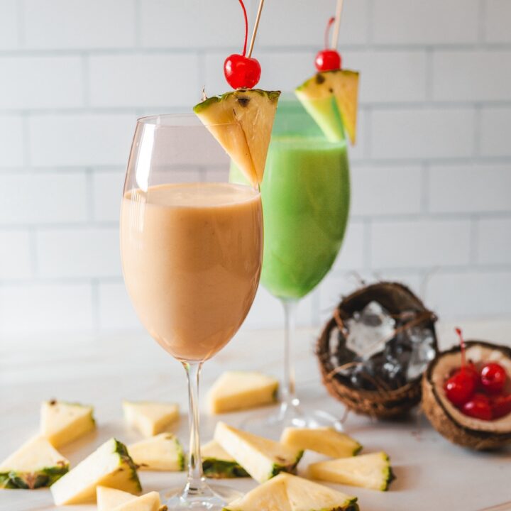 Green and peach color virgin pina colada