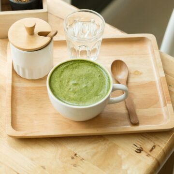 matcha tea on a table.